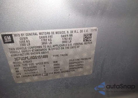 2016 GMC Sierra 1500 Denali from USA, damaged, VIN 3GTU2PEJ8GG151499